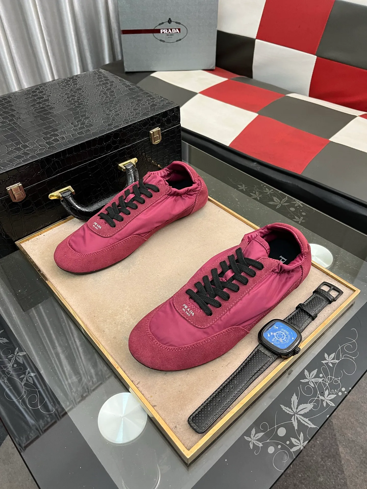 Men's shoes 💰500⌚️⌚️【PRADA】Prada - high-end quality original order 🔍🔍🔍 casual sports shoes - Upper: 🔝Nappa calfskin, brand high mercerized canvas, shoe body brand metal fasteners, tongue silk screen brand logo - Lining: water-dyed cowhide - Outsole: ultra-light TPU foam; molded outsole -Ultra-high quality control and fine workmanship: outstanding (high-end, extravagance, class) -Size: 38-446️⃣colors available